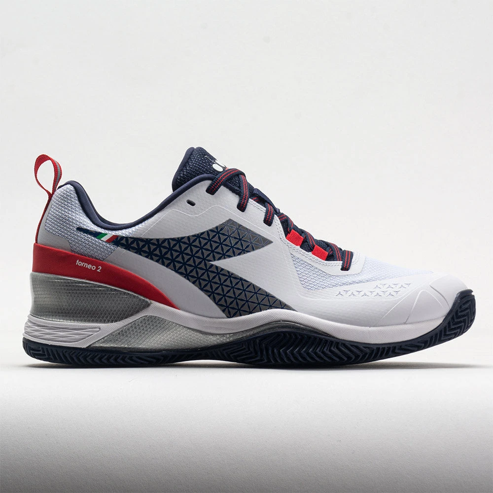 Diadora Blushield Torneo 2 Clay Men's White/Corsair/Fiery Red 1 Diadora Blushield Torneo 2 Clay Men's White/Corsair/Fiery Red